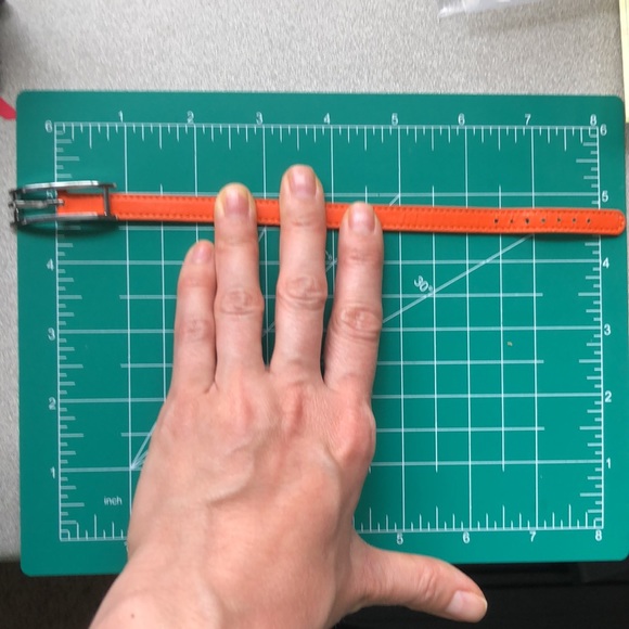 Orange Silver Genuine Leather Buckle belt-style Thin Bracelet adjustable - Picture 2 of 5